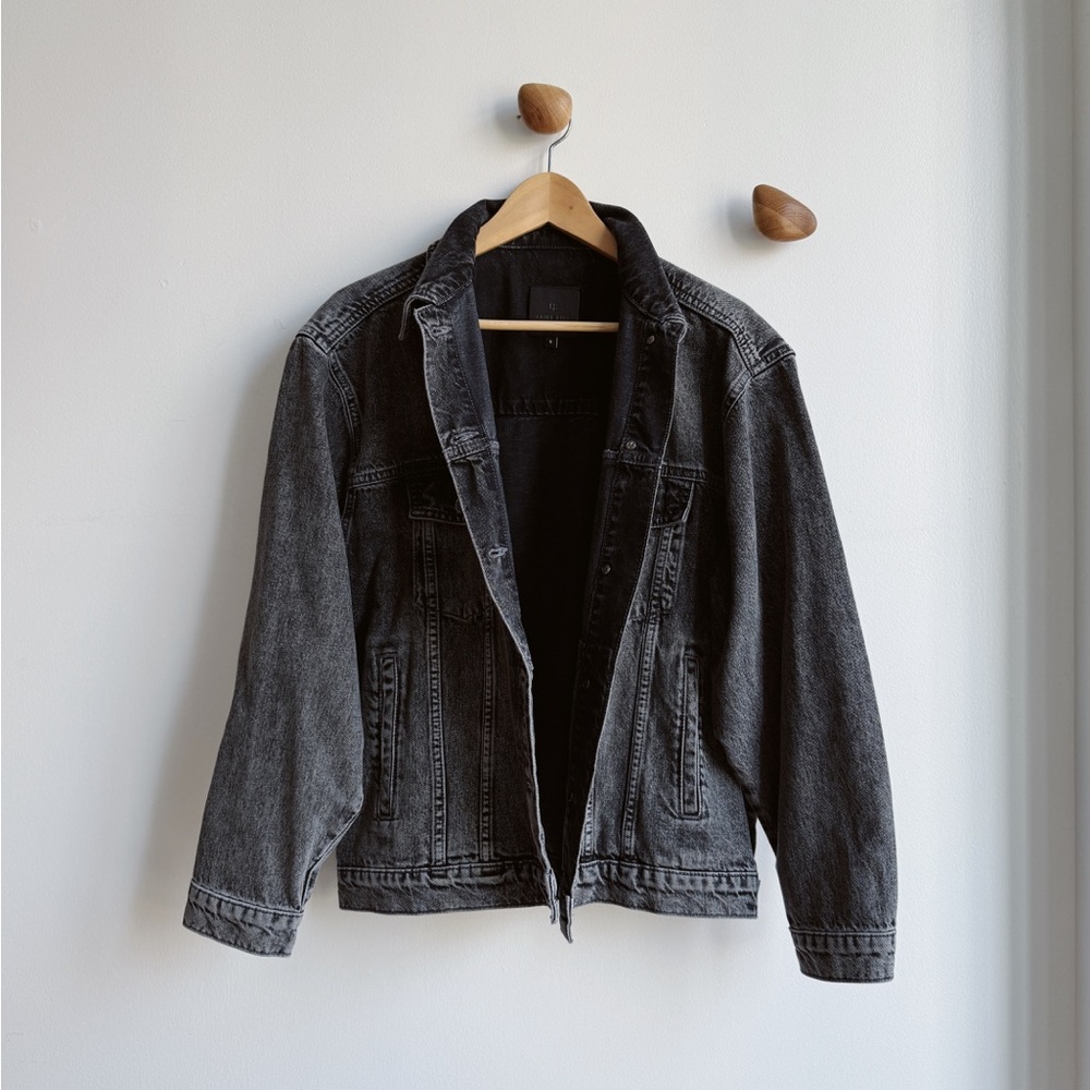 Anine Bing Charcoal Black Denim Jean Jacket - Picture 3 of 7